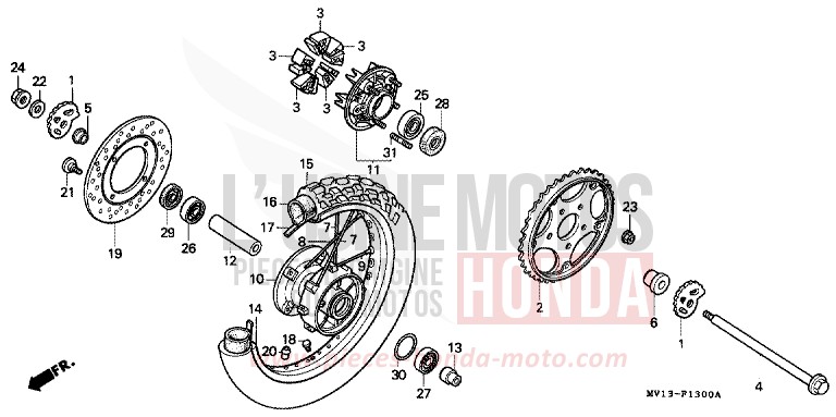 HINTERRAD von Africa Twin 750 SCHWARZ (NH1A) von 1990